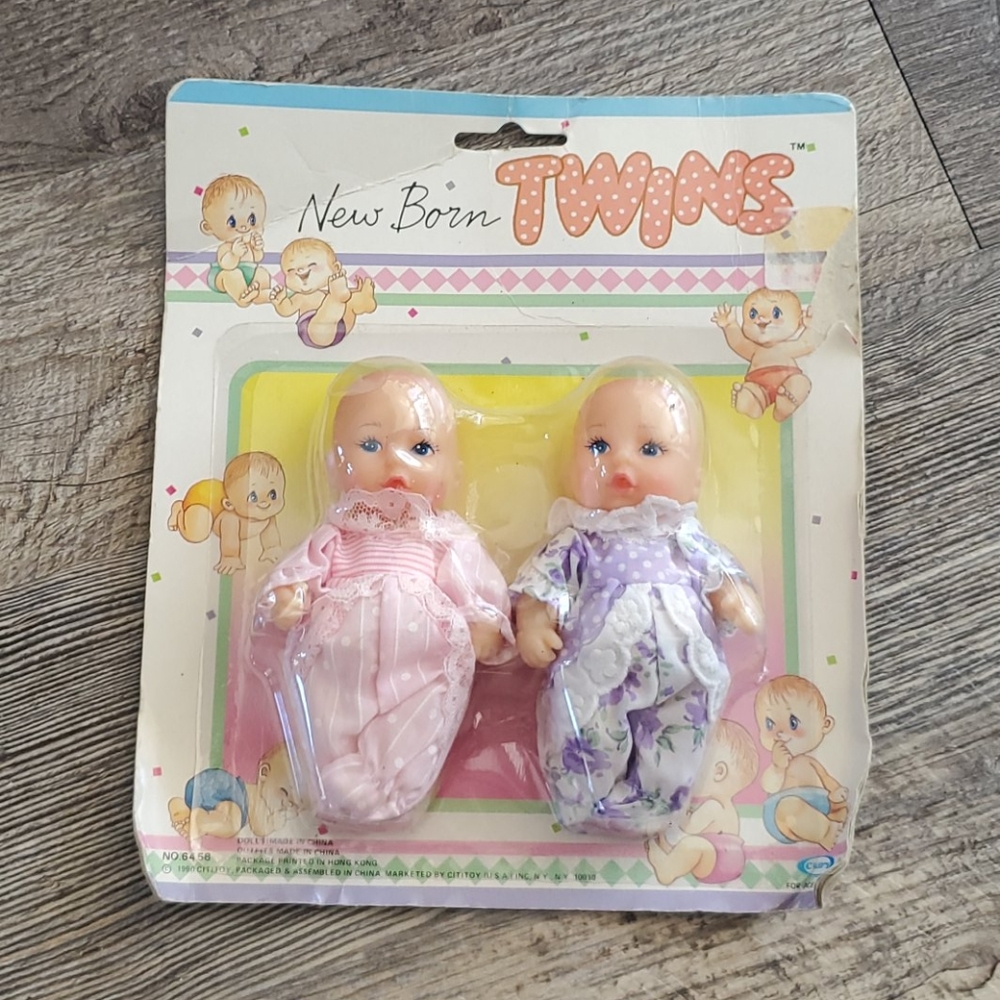 Vintage Cititoy 1990 Born Twins toy Original box